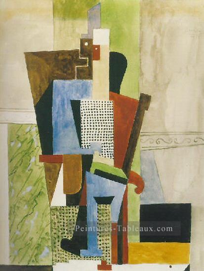 Man assis 1914 cubism Pablo Picasso Peintures à l'huile